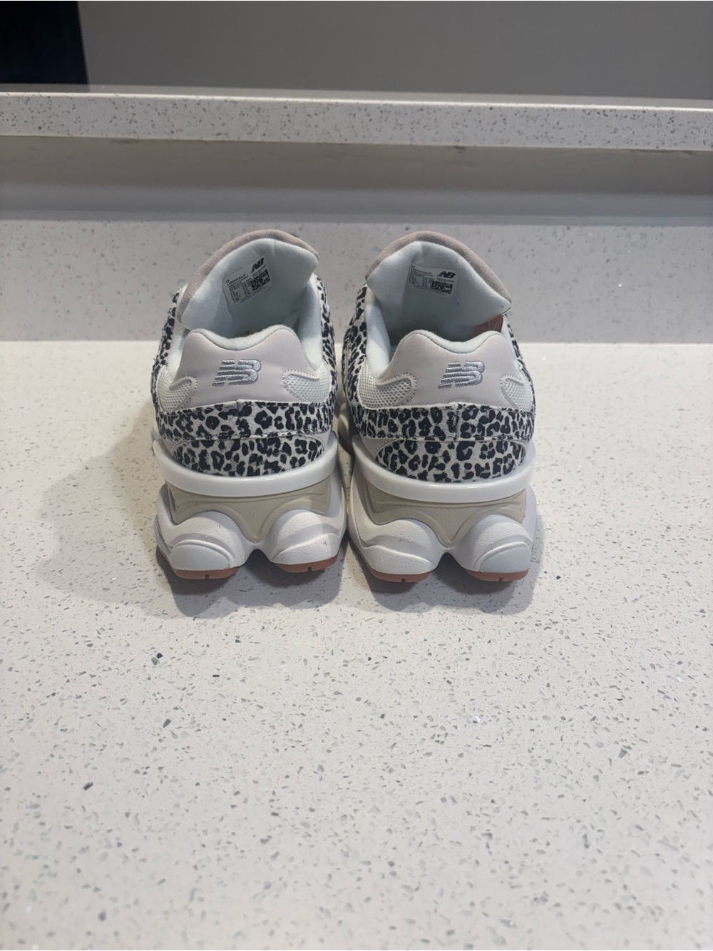 New Balance Women’s White and Beige Leopard-Print Sneakers - Picture 4 of 4
